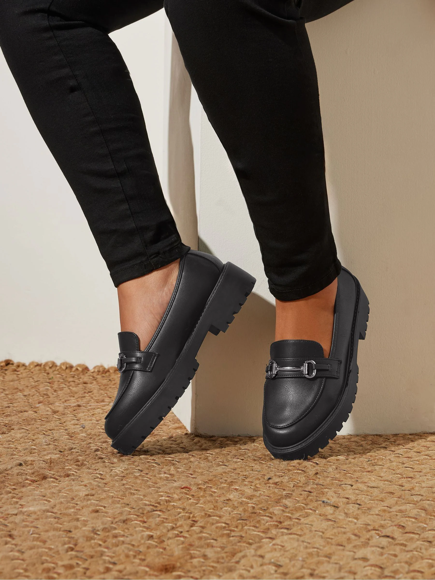 Yours Curve Wide Fit Metal Detail Loafers