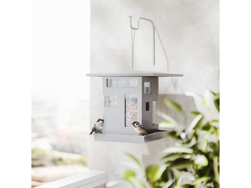 Umbra Futterspender Bird Cafe Grau Dekoratives Vogelfutter-Haus