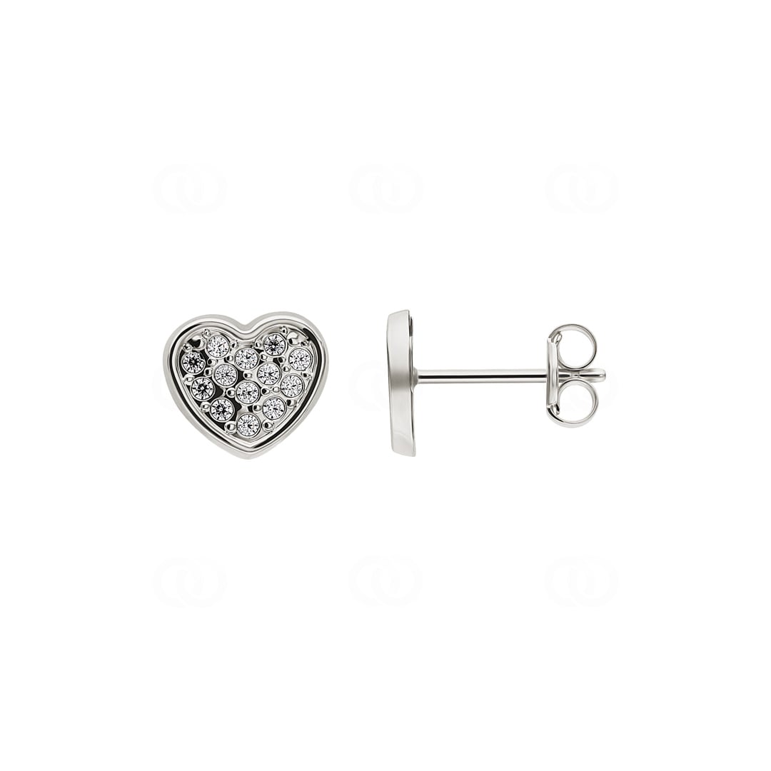 Herzohrstecker 750/18 K Weissgold mit Zirkonia