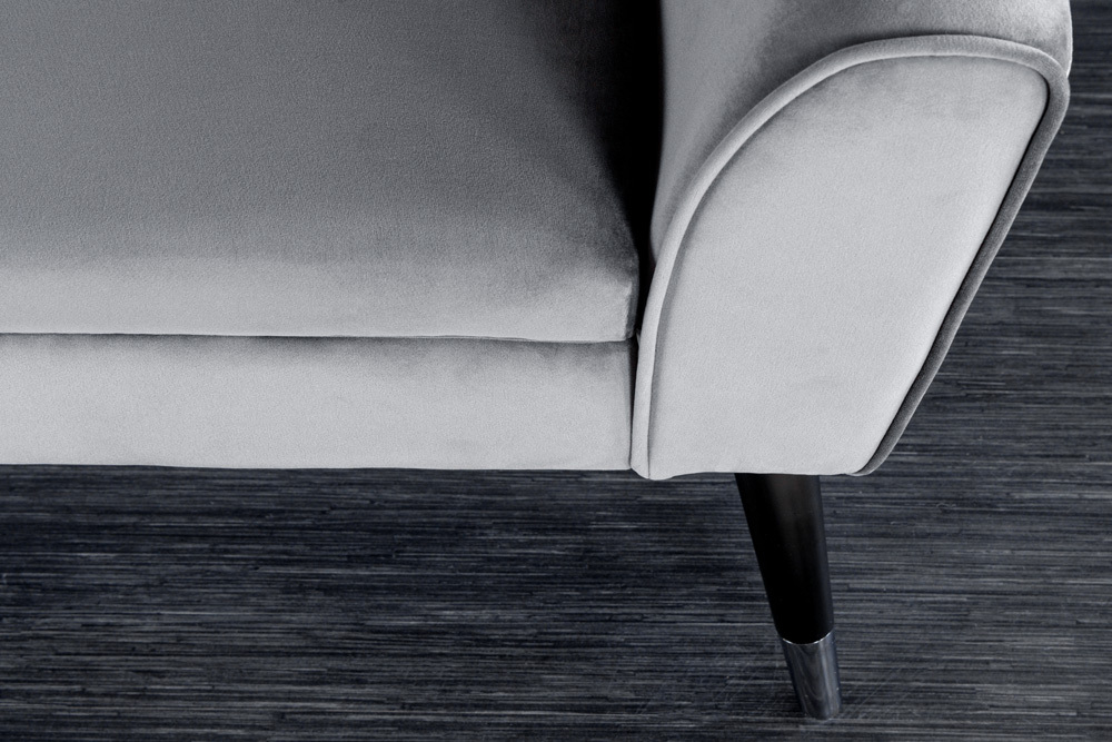 Design Sitzbank SCARLETT 90cm grau silber Samt
