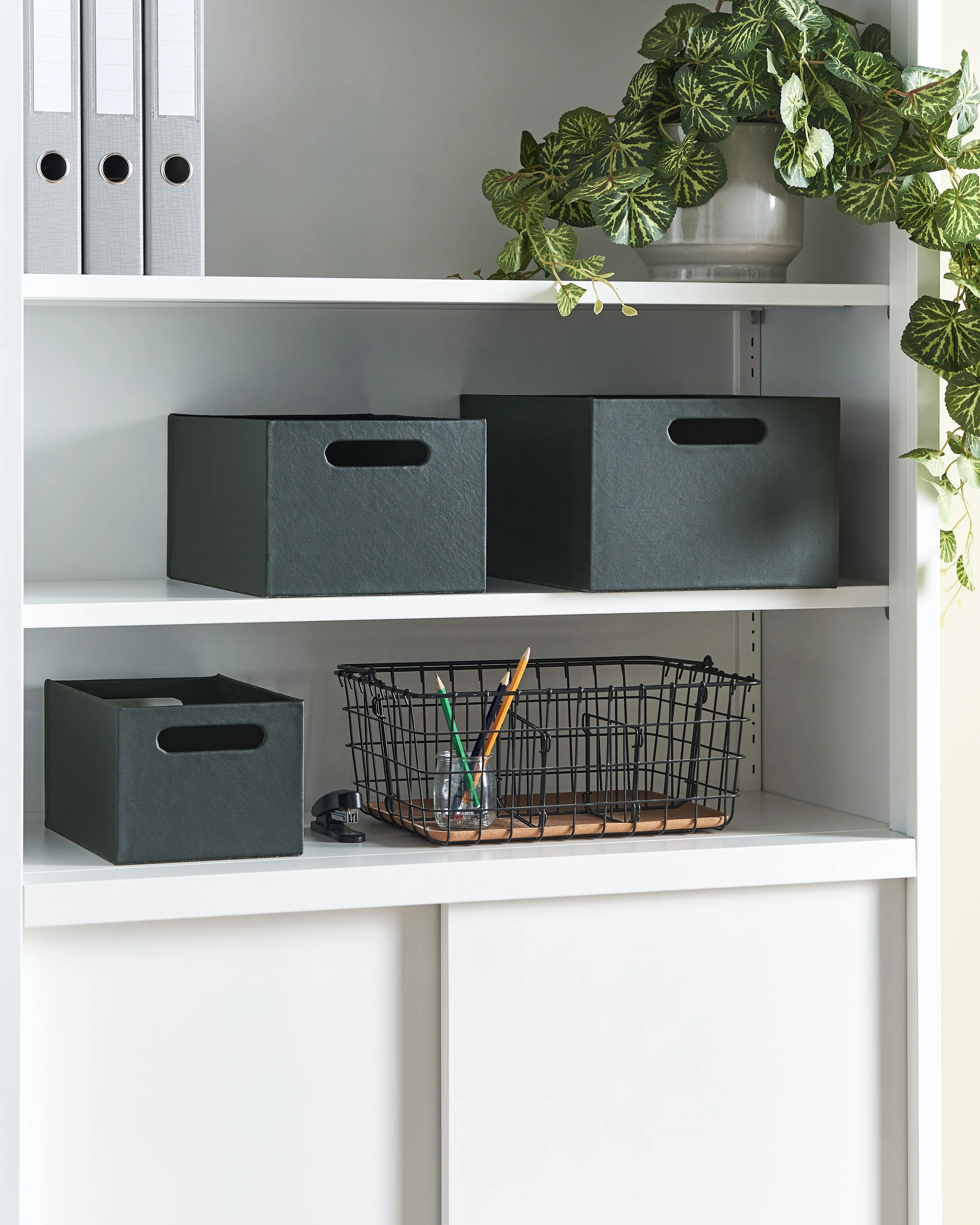 Set van 3 dozen LARSA Kunstleer Grafietgrijs