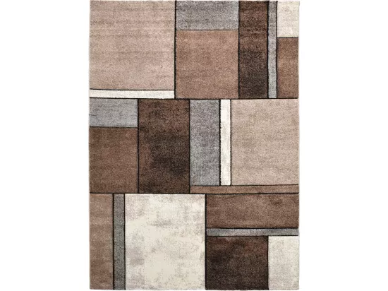 tapis salon 120x170 tissé beige rectangle motif géométrique GEOME