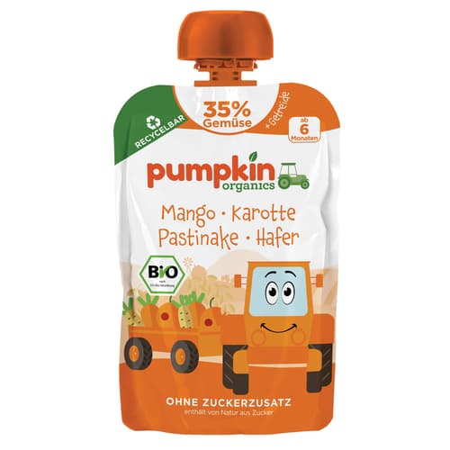 Pumpkin Organics - Bio Gemüse-Getreide-Quetschie Mango, Karotte, Pastinake, Hafer