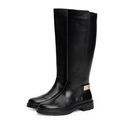 Tommy Hilfiger TH Logo Langskaftede Støvler, Black, 39