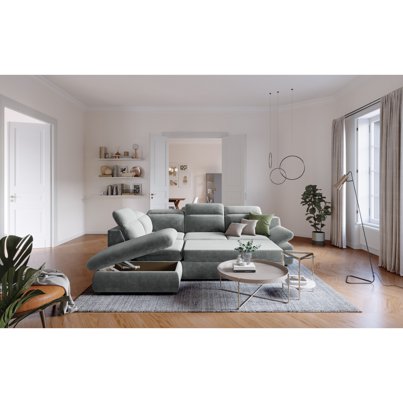 Ecksofa Lorena Stoff, Ottomane links