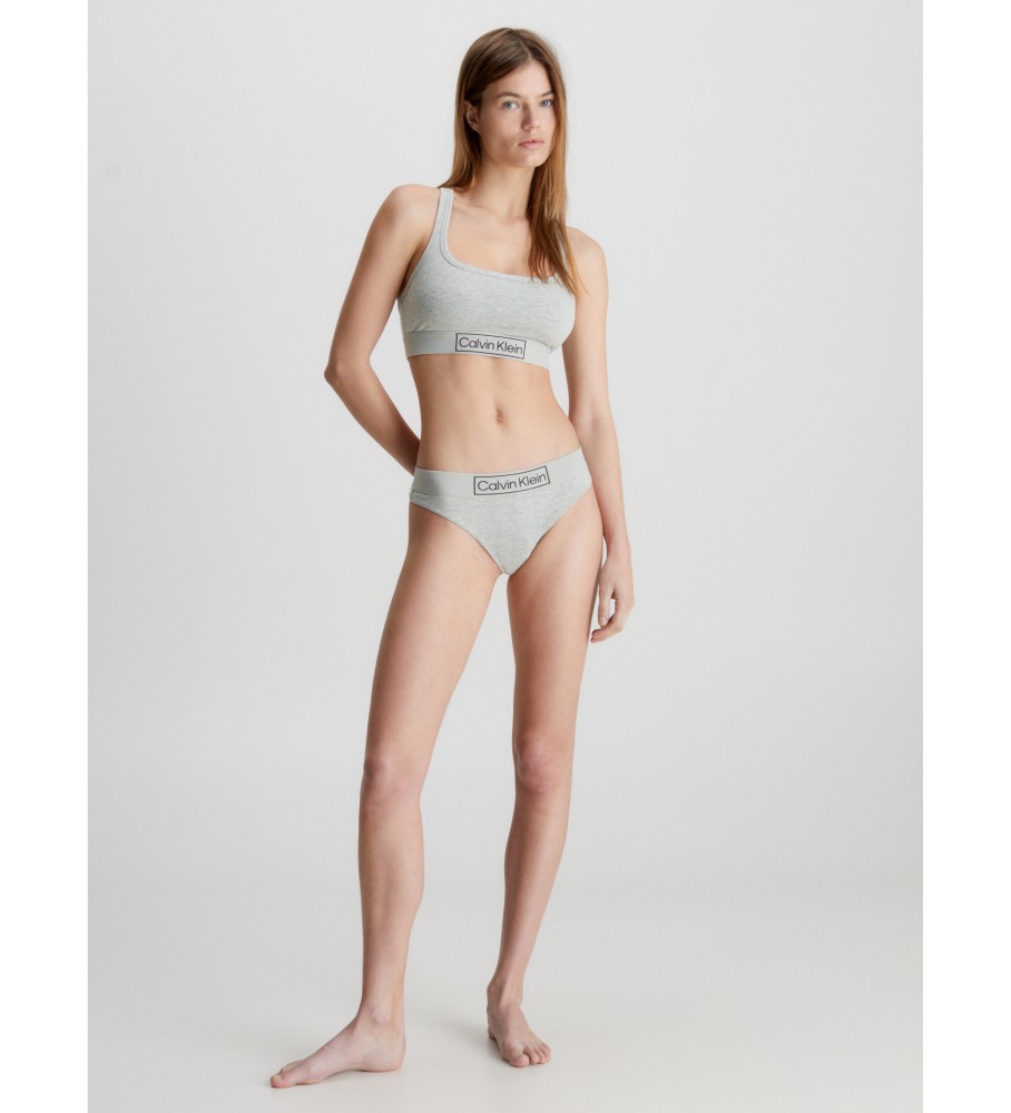 Calcinha fio dental Calvin Klein Reimagined Heritage cinza