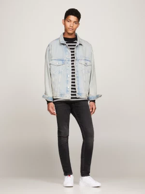 Calça jeans preta skinny desgastada Simon