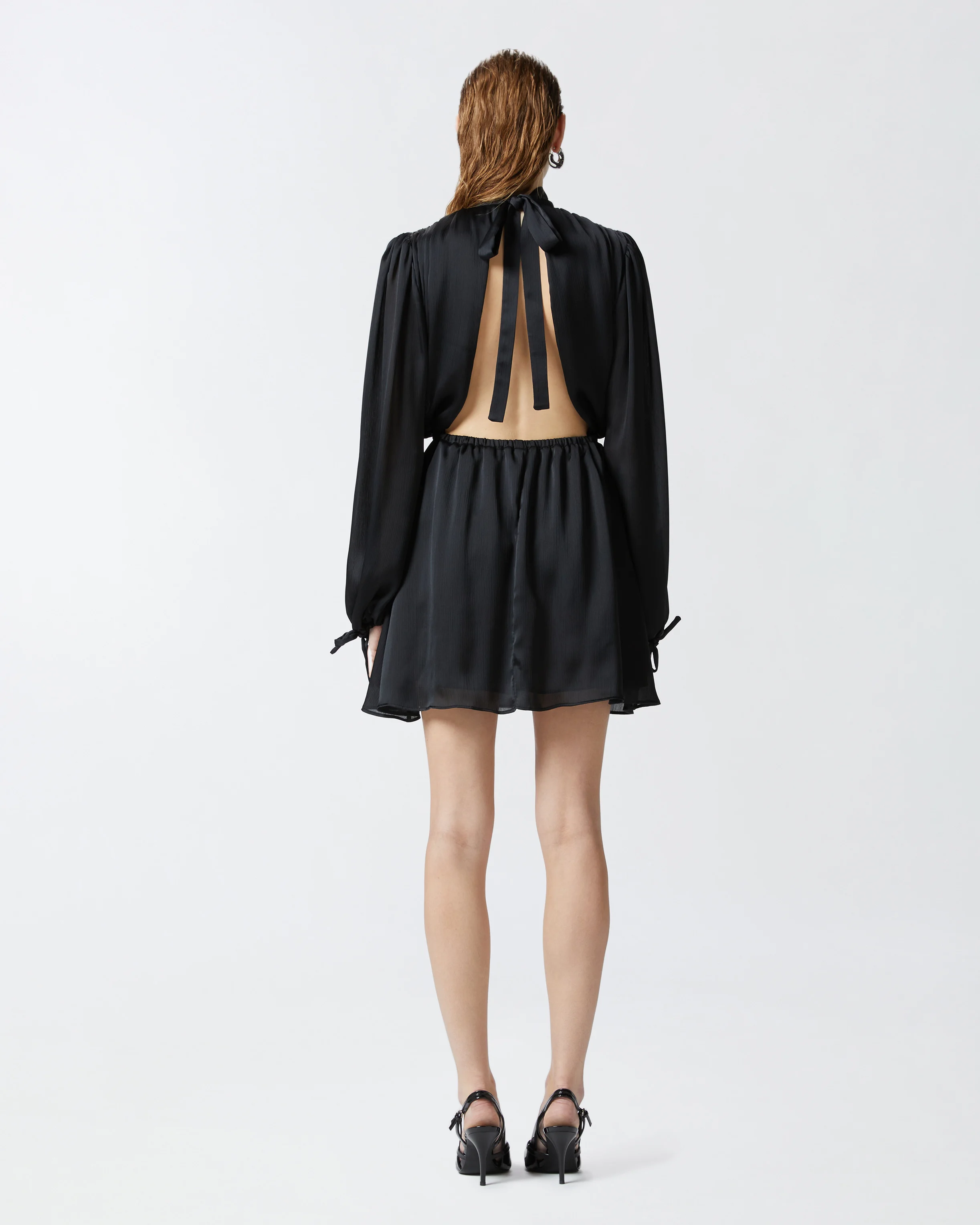 Mini-robe dos nu ondulée | Noir