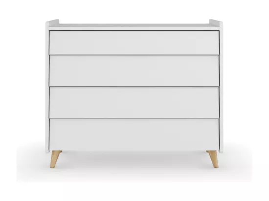 Commode 4 tiroirs bois massif blanc et bois PETER