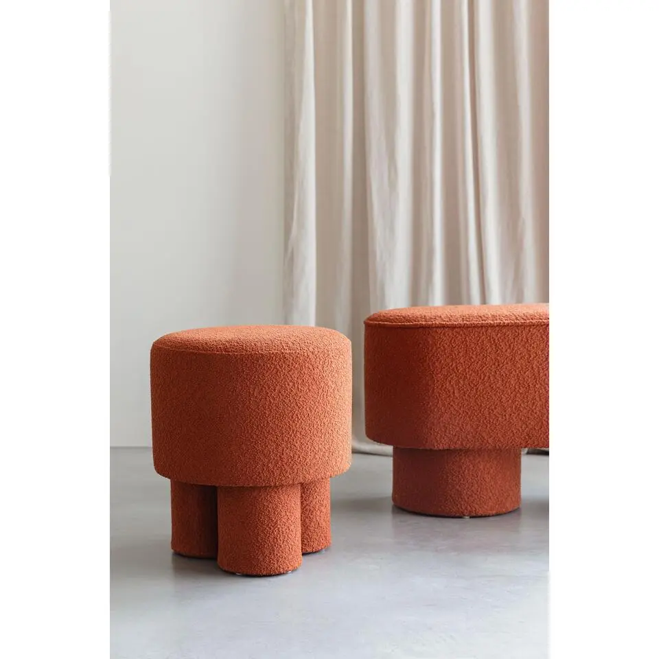Housecraft Marcos Kruk/ Poef Bouclé Rood/ Bruin