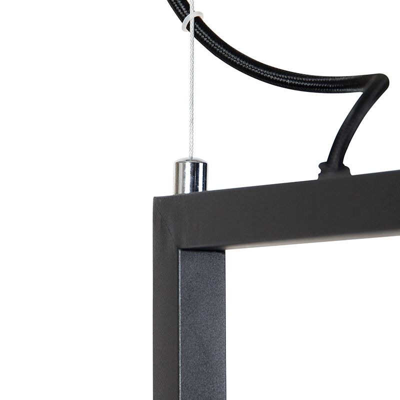 Industriële hanglamp zwart met gaas 4-lichts - Cage Rack
