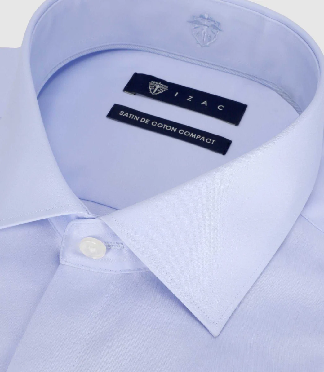 Chemise slim en satin de coton ciel SATINCACH