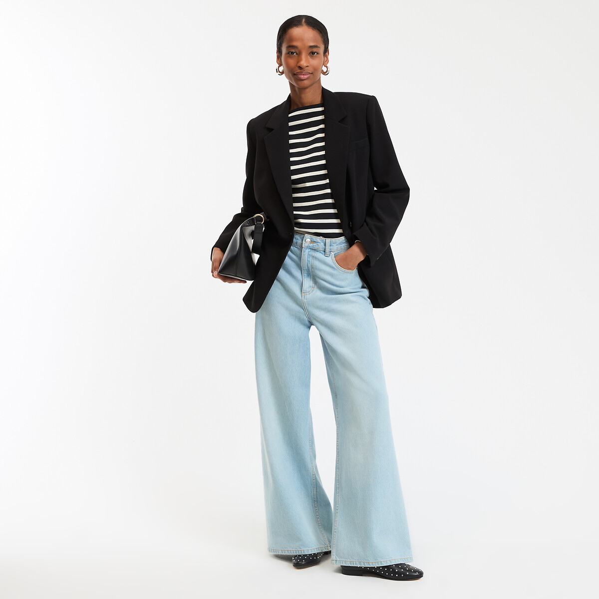 COLEÇÕES LA REDOUTE<br>Blazer longo oversized com botões assimétricos