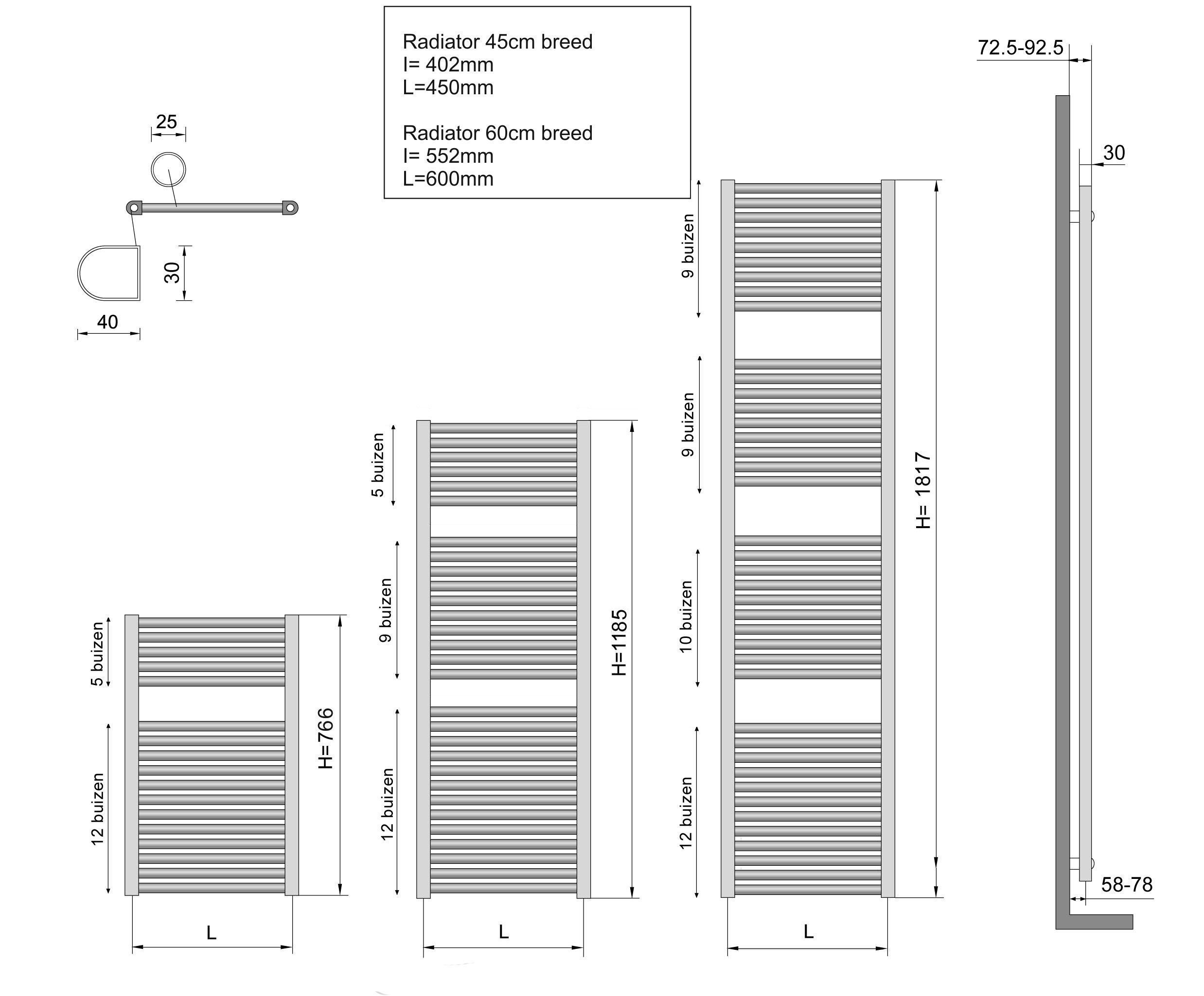 Calor Elara sierradiator antraciet 118.5x45cm 538W