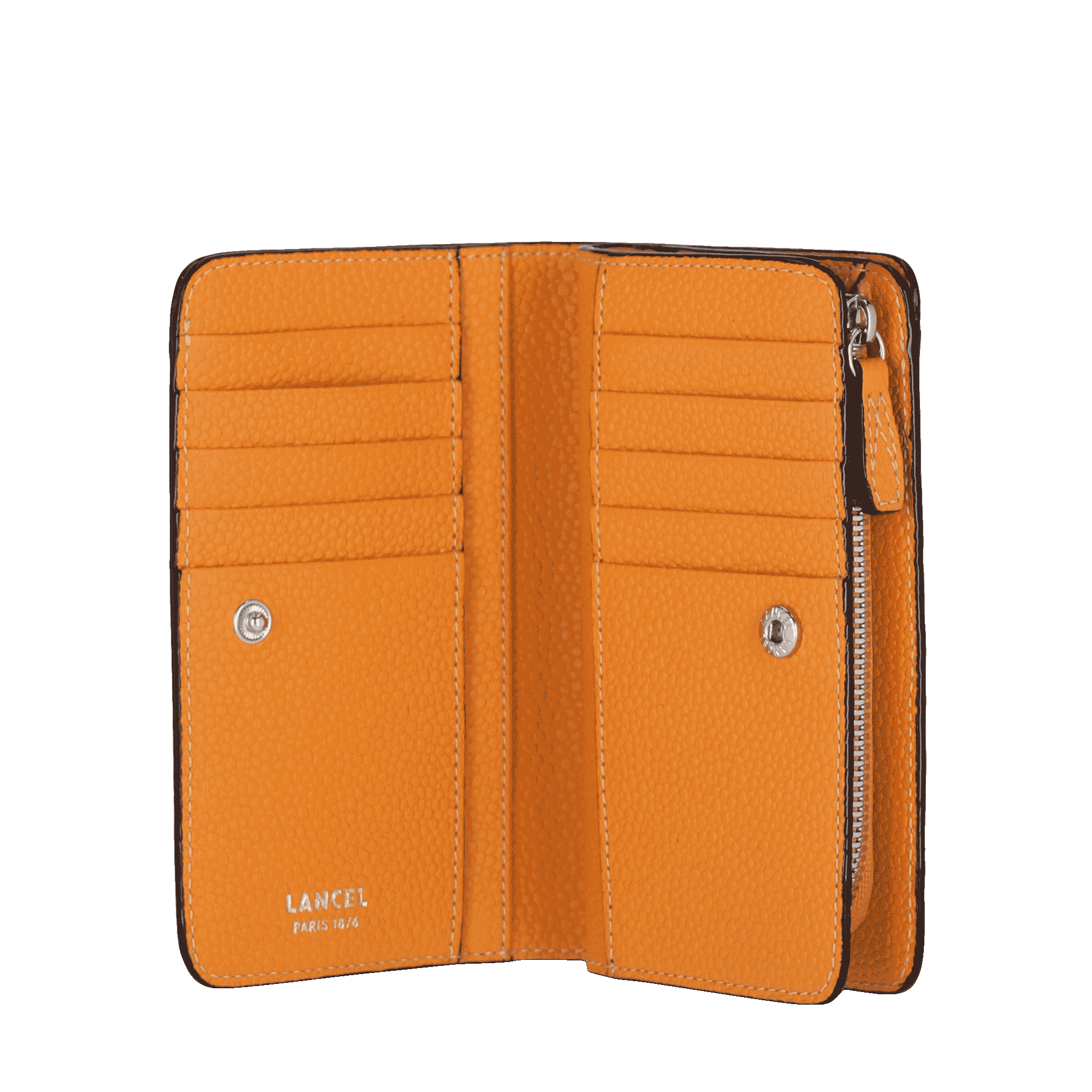 Portefeuille rectangulaire compact zippé Ninon de Lancel-Mandarine