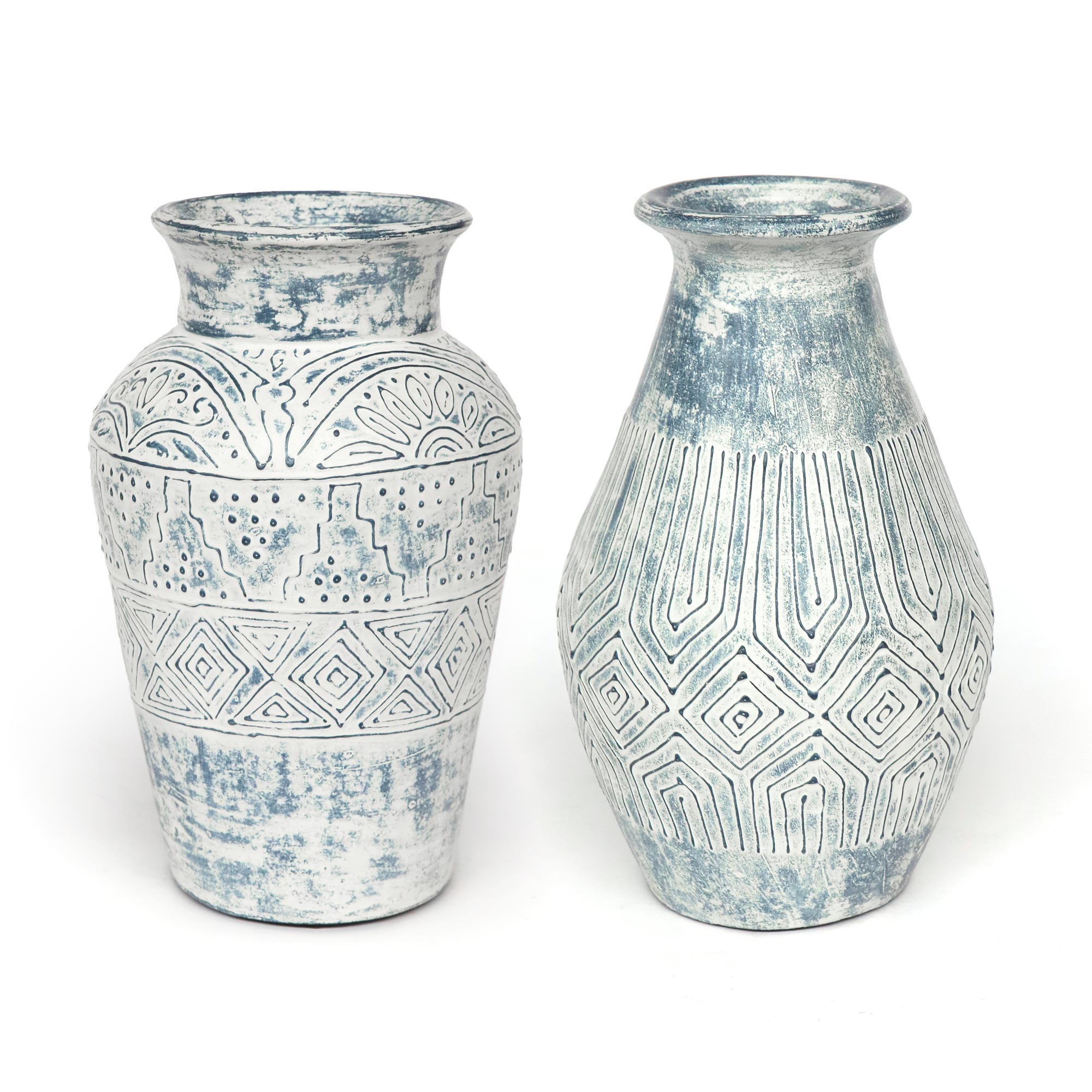 Toraja-Vase, weiß, blau, Ø 20 cm, H 34 cm von fischer's lagerhaus