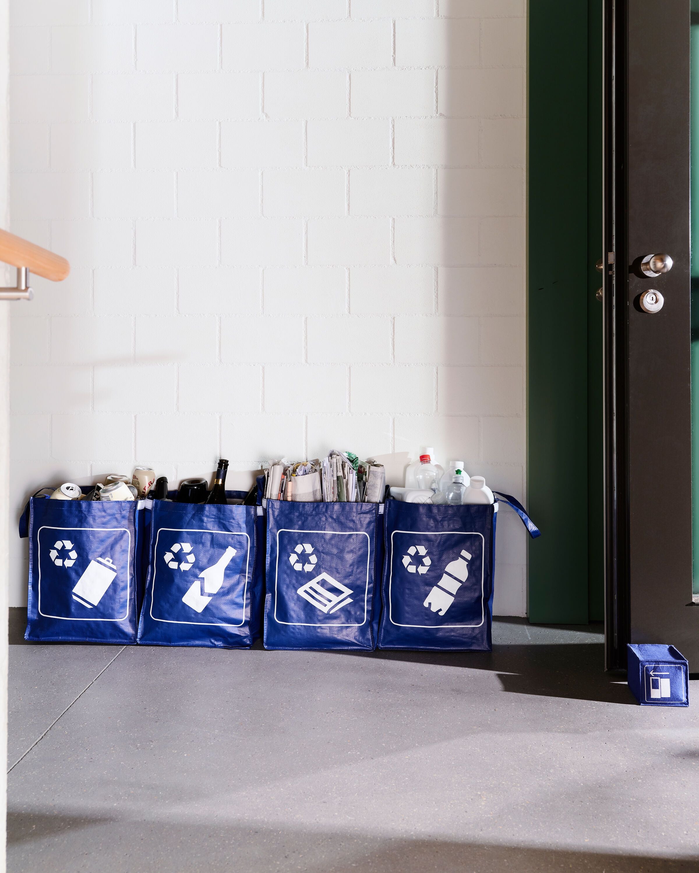 PICTO Recyclingtaschen 4 Stk. - Blau / B: 30.0 cm x T: 30.0 cm x H: 40.0 cm