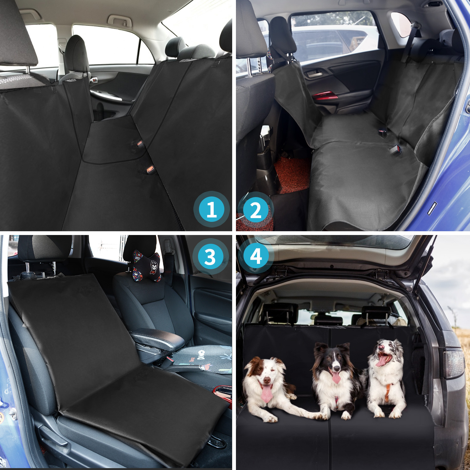 Capa protetora para banco de cachorro Nobleza, 147 x 145 cm, impermeável, grossa e durável, ideal para SUVs, caminhonetes, transporte e viagens, preta.