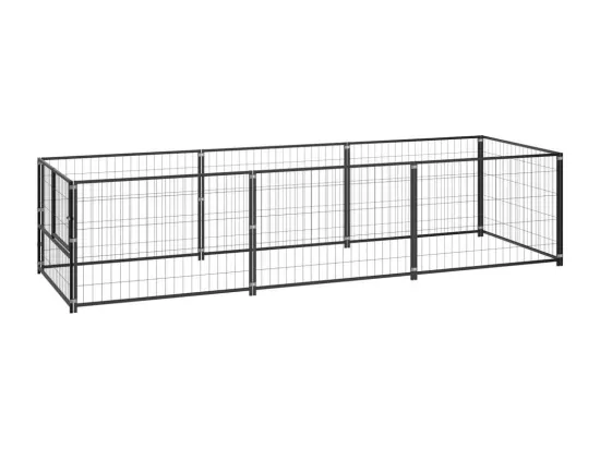 Chenil extérieur cage enclos noire 300 x 100 x 70 cm 02_0000519
