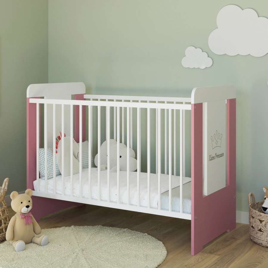 Kids Collective Babybett Gitterbett 60x120 höhenverstellbar|herausnehmbare Sprossen weißrosa
