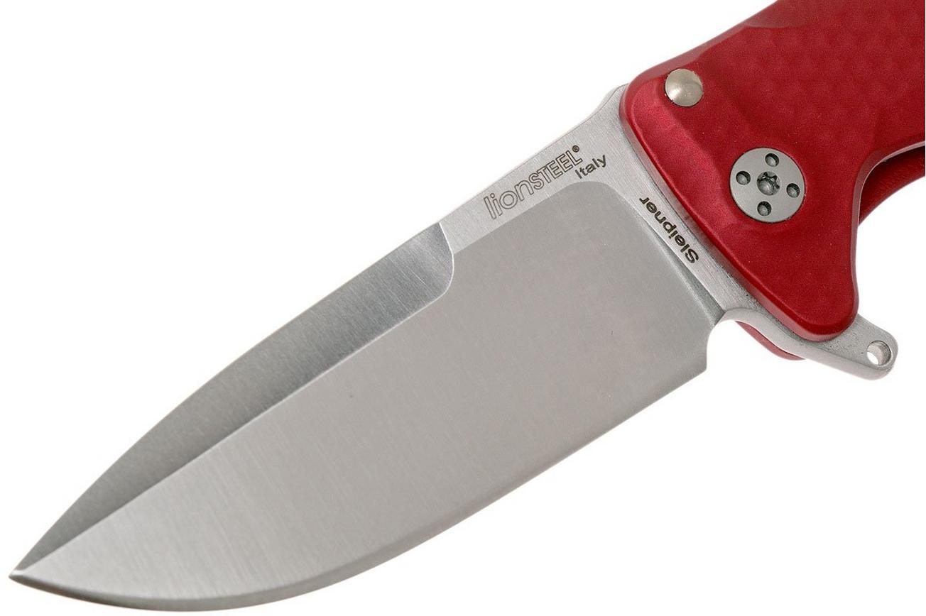 LionSteel SR22A-RS Red Aluminium, Satin Blade