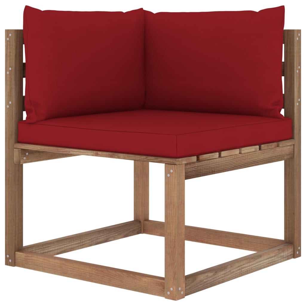 Salon de jardin palette meuble d'extérieur ensemble de mobilier 5 pièces et coussins bois de pin imprégné