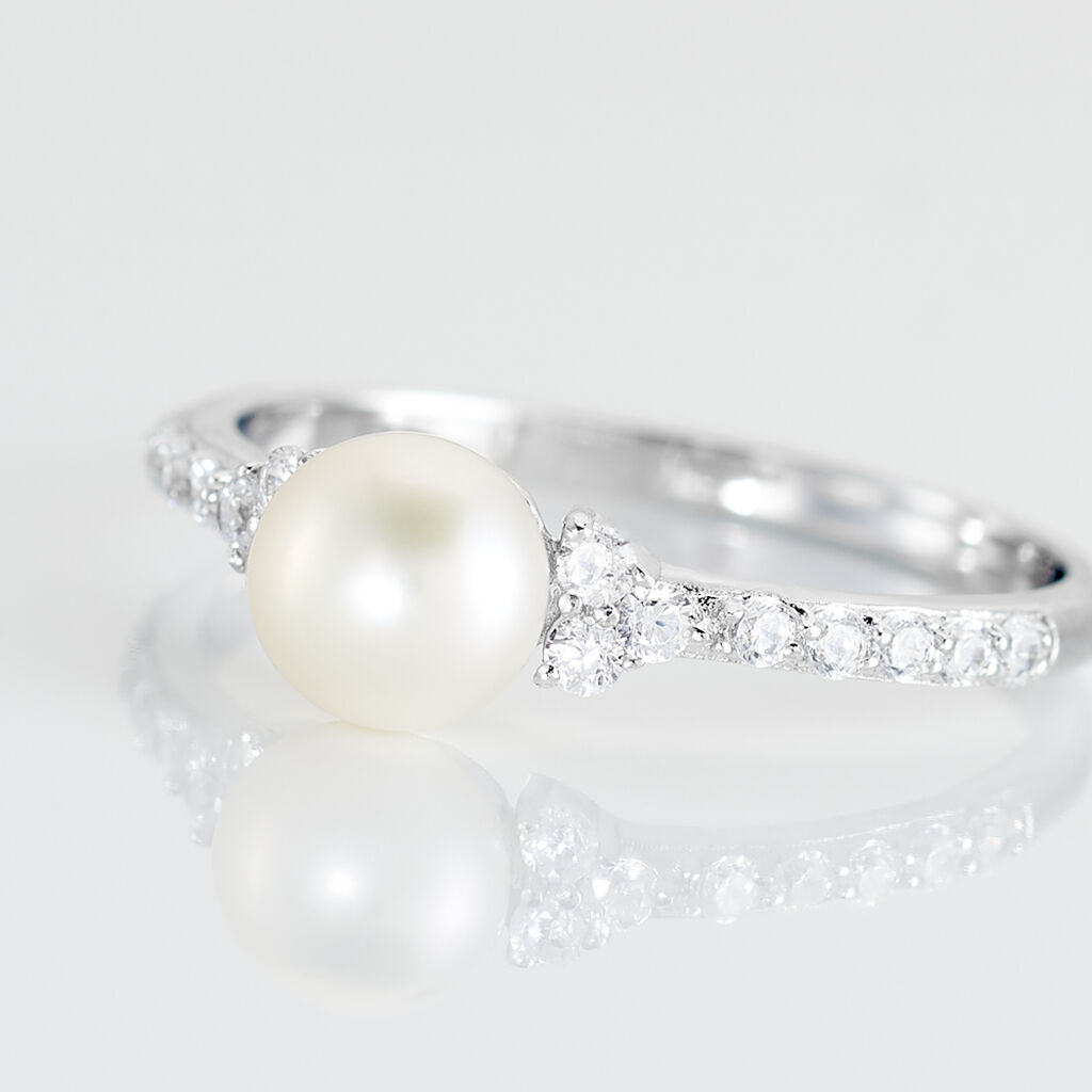 Bague Florenty Argent Blanc Perle De Culture Et Oxyde De Zirconium