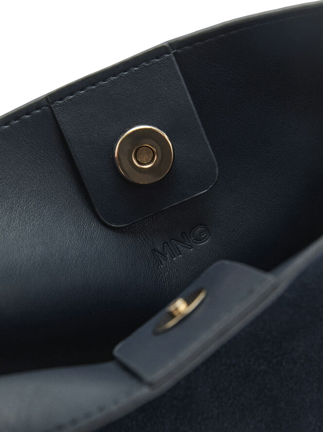 MANGO 100% split leather bag Navy