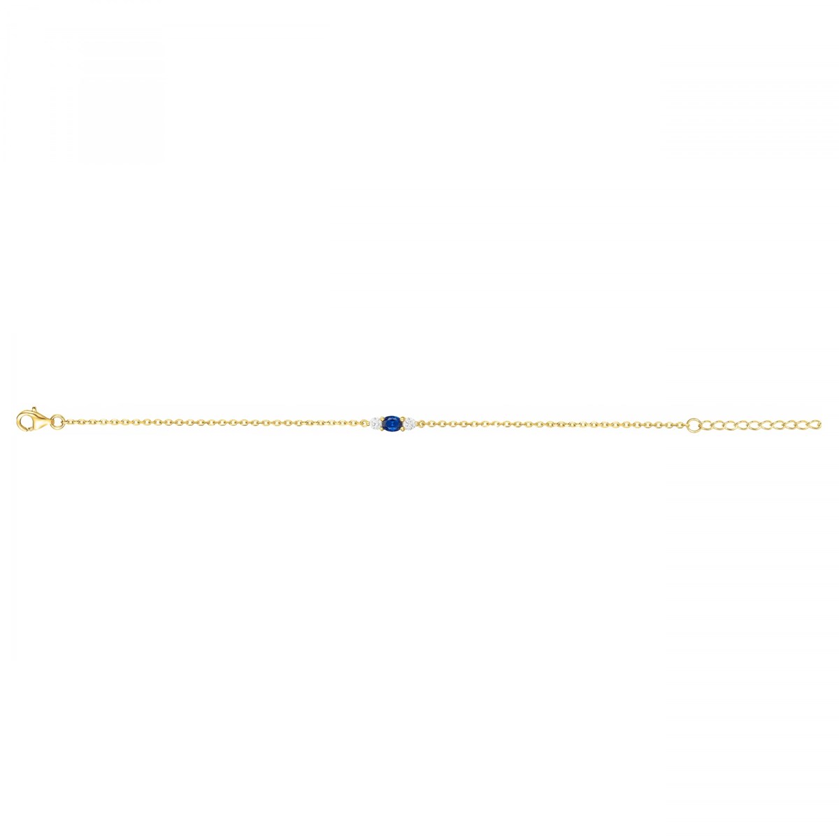 Bracelet en Plaqué Or avec spinelle bleu saphir