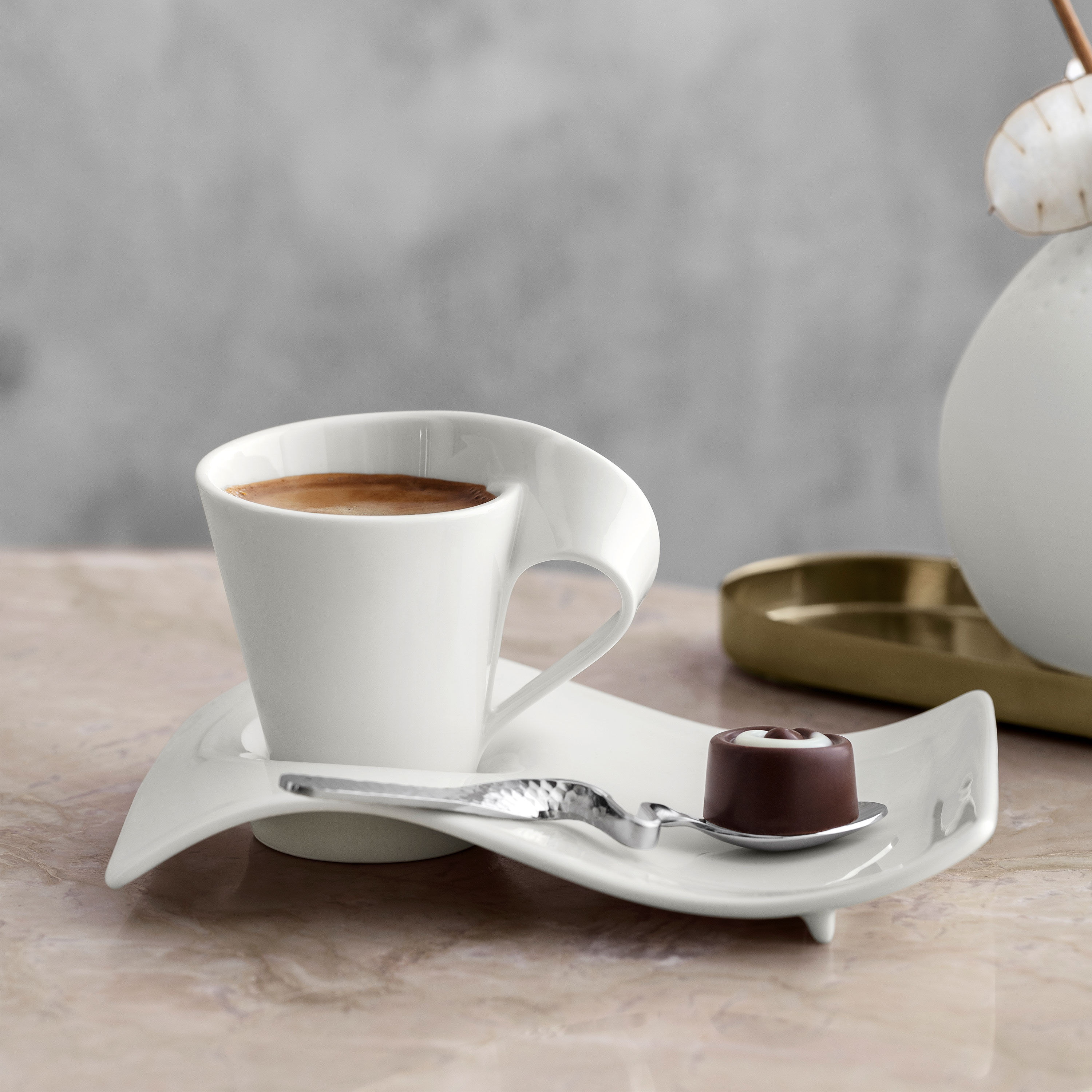 NewWave Espresso cup saucer White, 6.7'' x 5.5'', Premium Porcelain