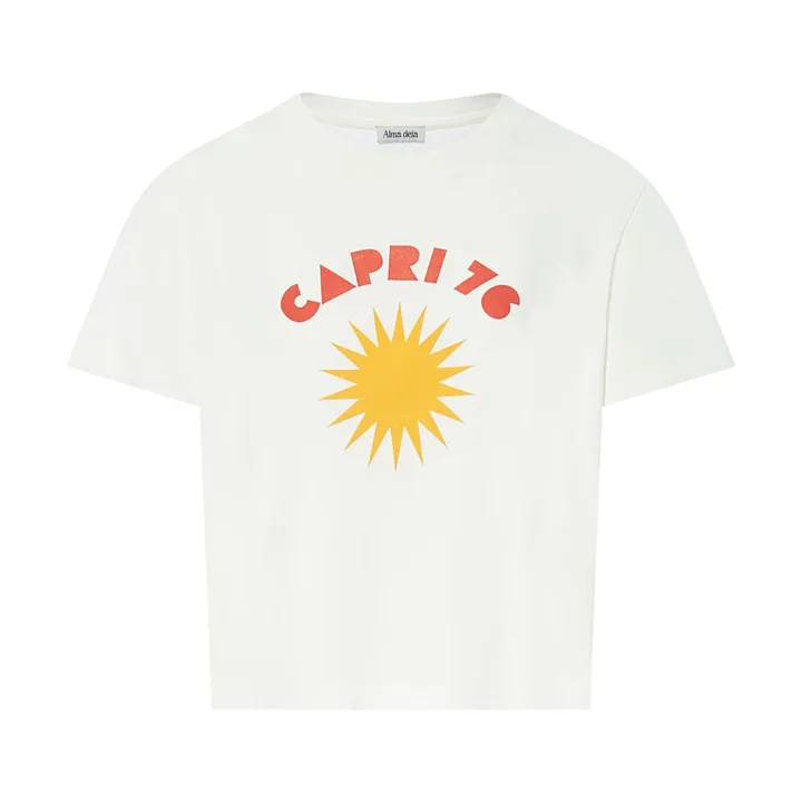 Alma Deia T-shirt Boxy Imprimé Capri 76 Coton Bio | Blanc cassé