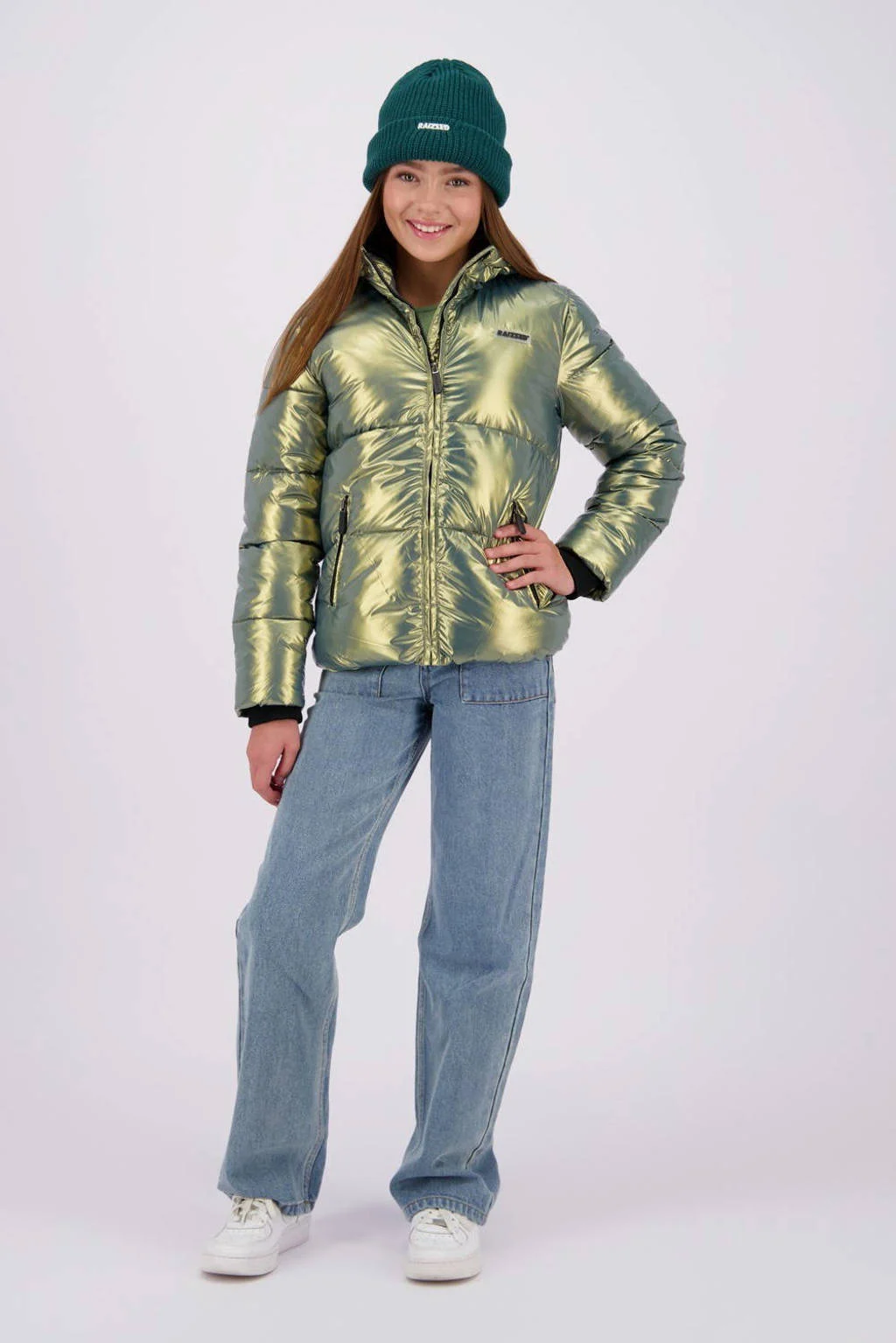 Raizzed gewatteerde winterjas Marly groen metallic