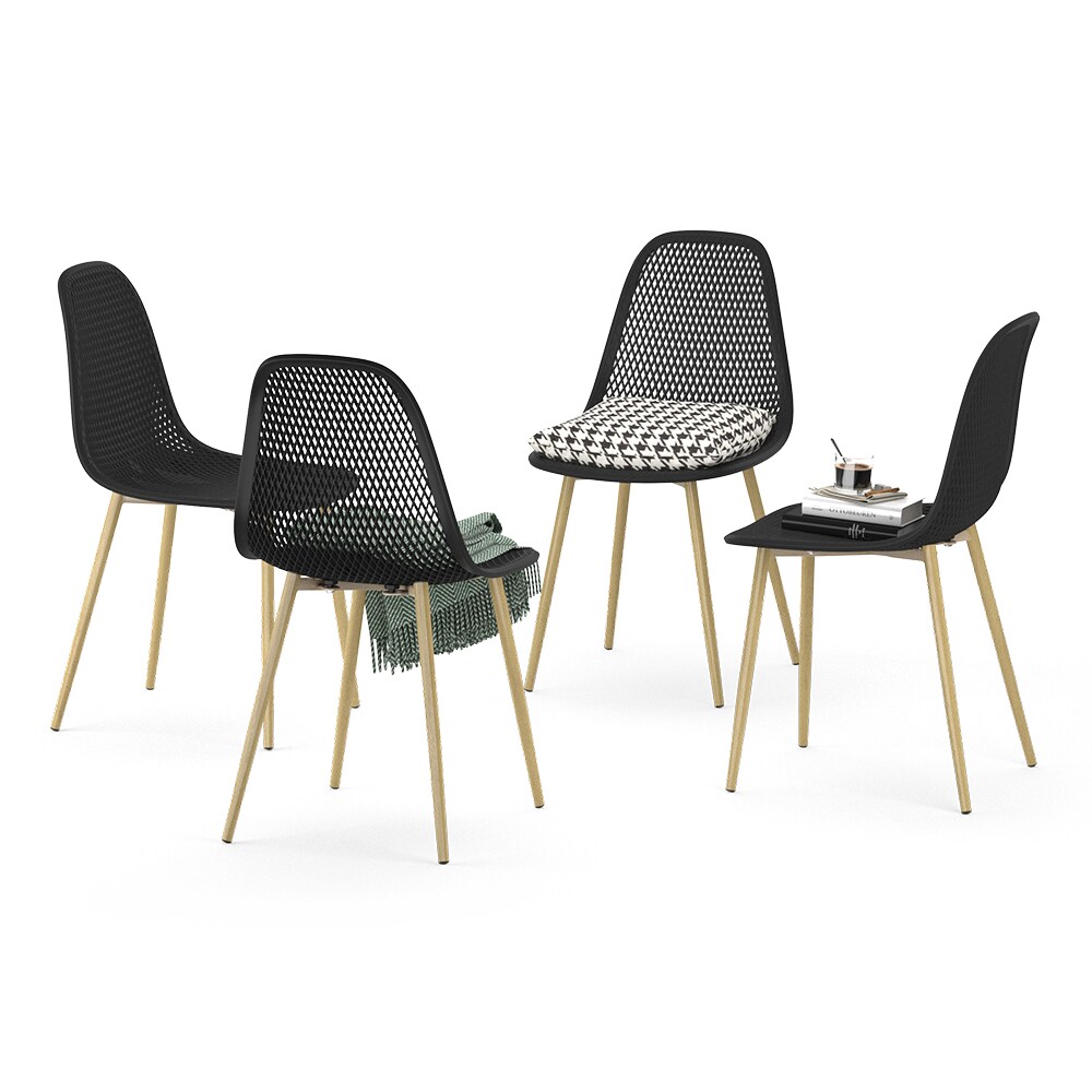 OK-Living Gartenstuhl Terrassenstuhl Balkonstuhl Joko Schwarz Sitzschale 4er Set
