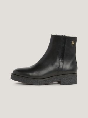 Botas de tornozelo em couro crepe