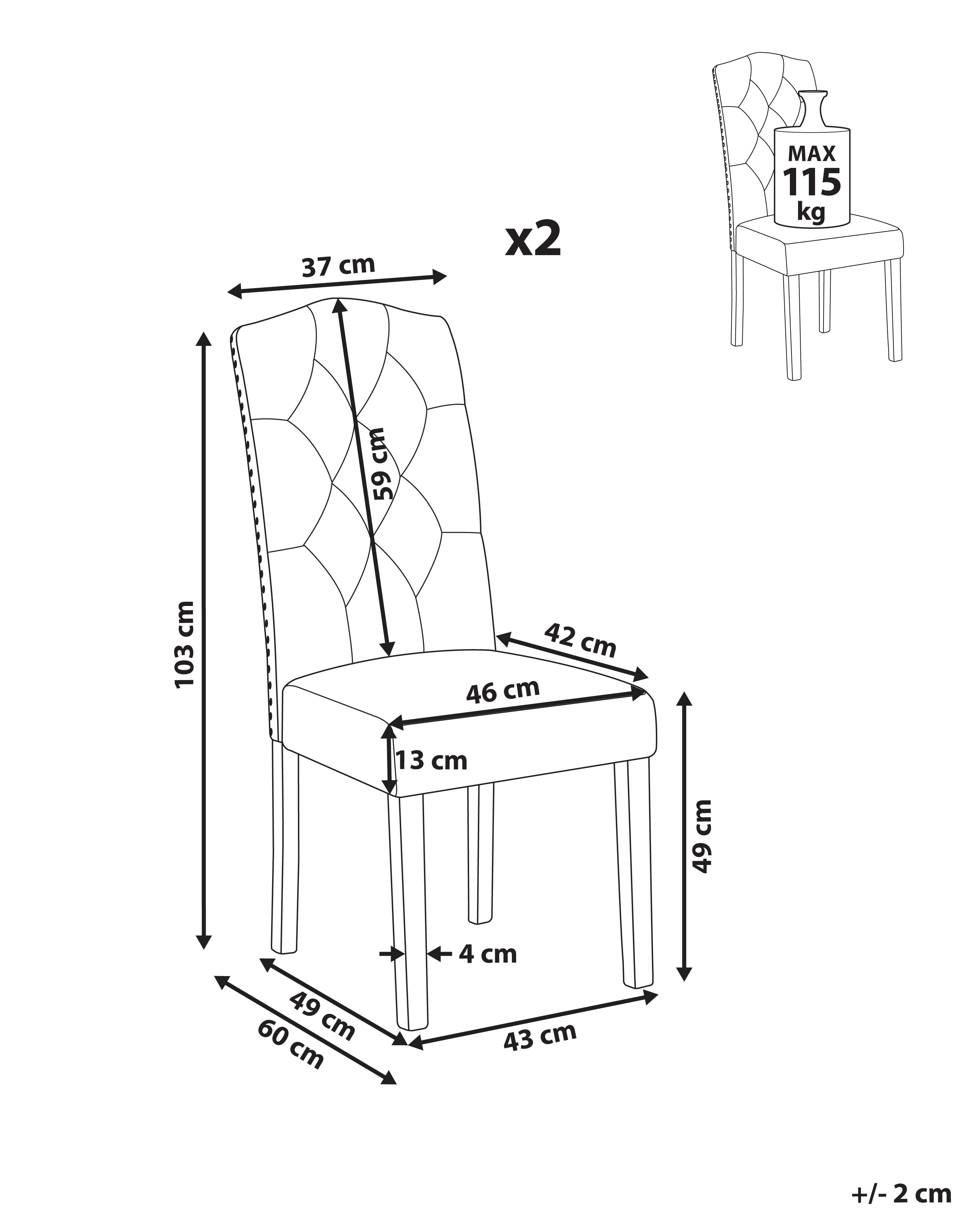 Set van 2 eetkamerstoelen SHIRLEY Stof Grijs