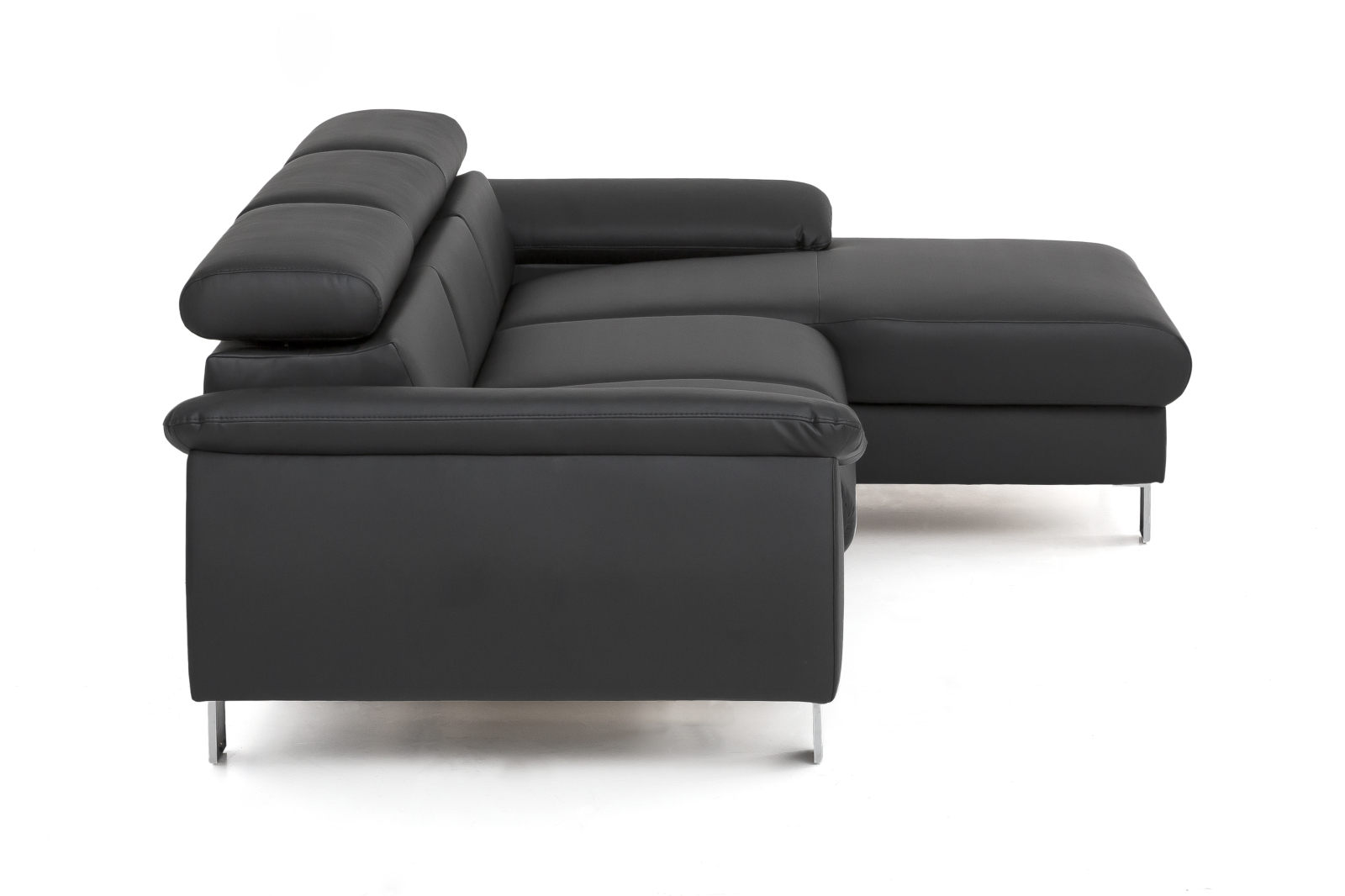 Ecksofa - schwarz - Kunstleder - Basismodell - Recamiere rechts