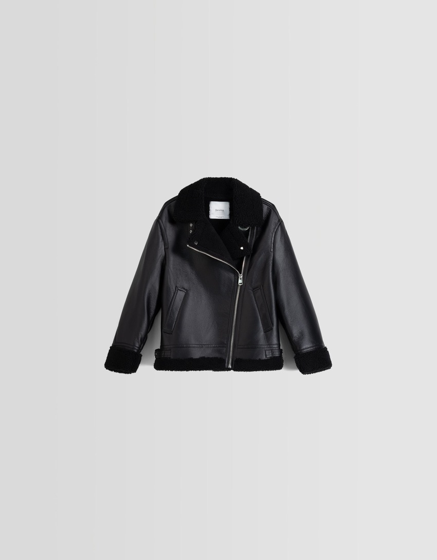 Jaqueta de motociclista dupla face oversized