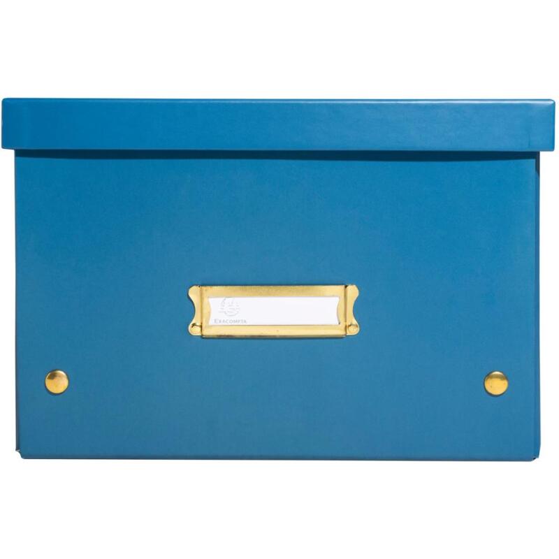 Boîte de rangement à plat carton 27x36x19cm Néo Déco - Bleu de France