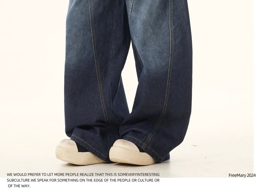 Rosesand - Unisex lage taille gewassen losse wijde jeans