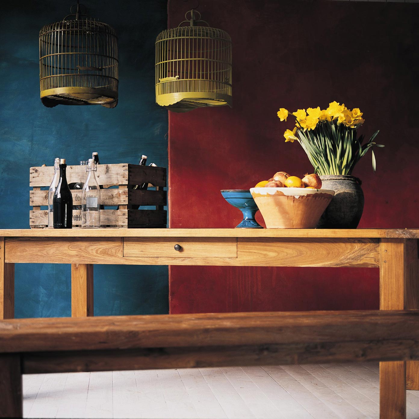 Esstisch aus recyceltem Teak mit Schublade, natur, L 160 cm, B 90 cm, H 79 cm von fischer's lagerhaus