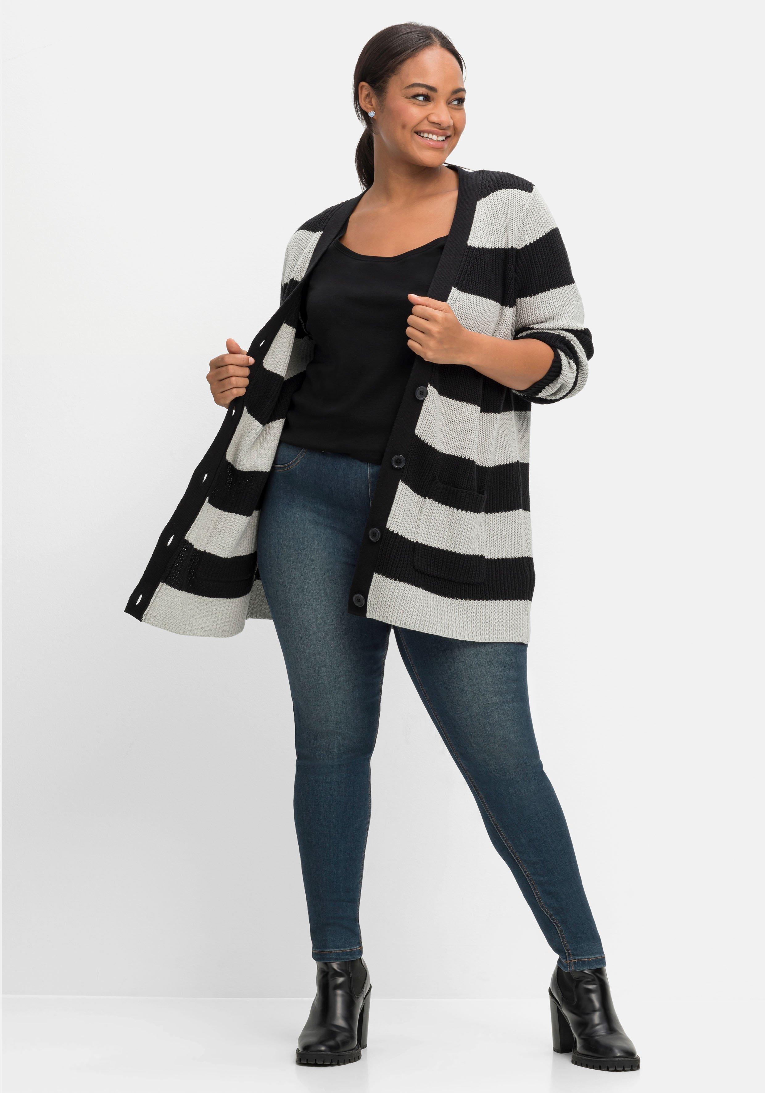 Strickjacke im Colourblocking, aus weicher Baumwolle