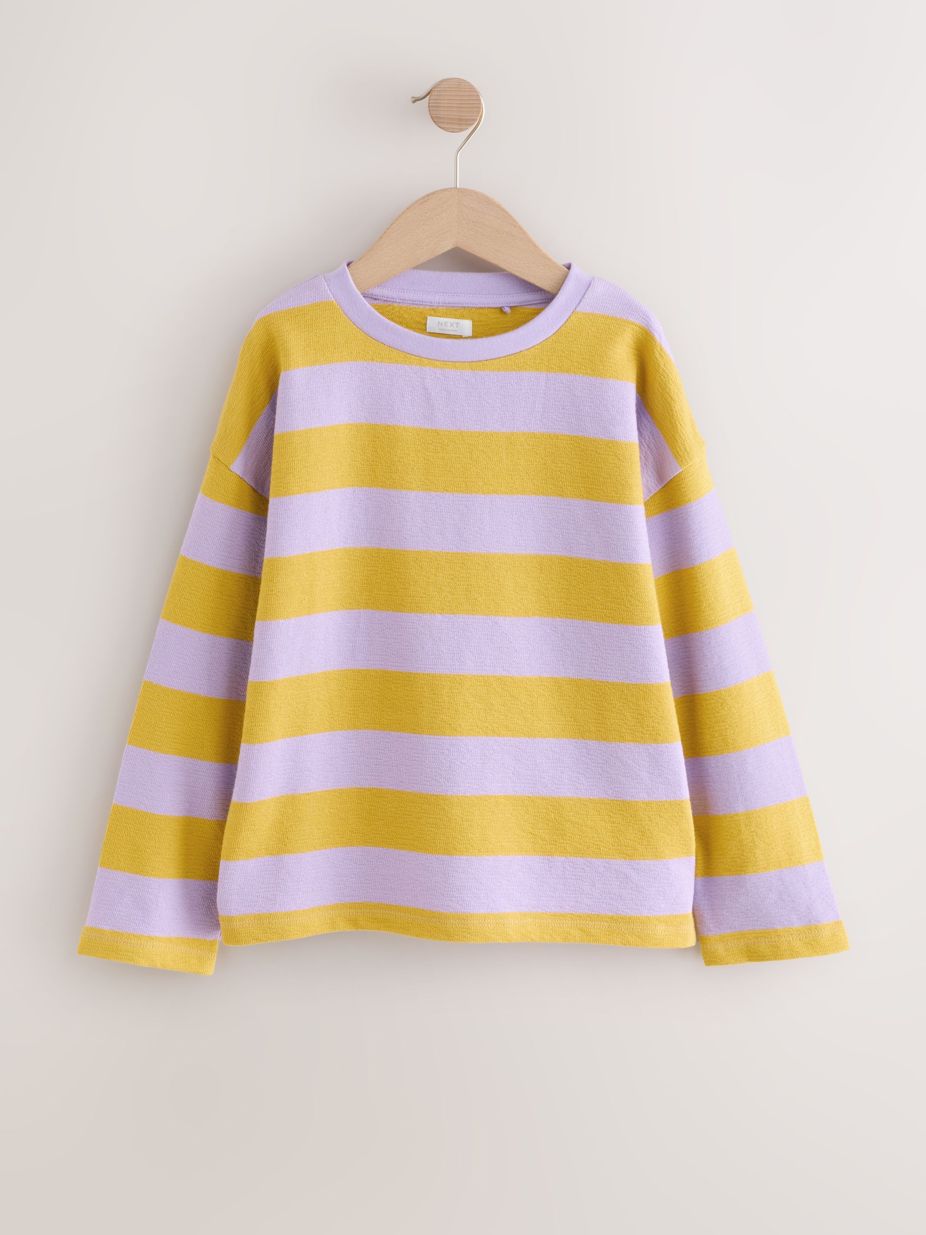 Purple/Ochre Stripe - Getextureerde top met lange mouwen (3-16jr)