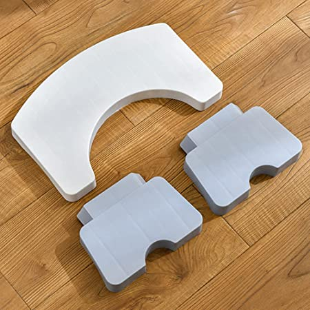 (40x21cm) Toiletten Hocker Schemel WC Trittbrett - Weiss / Grau
