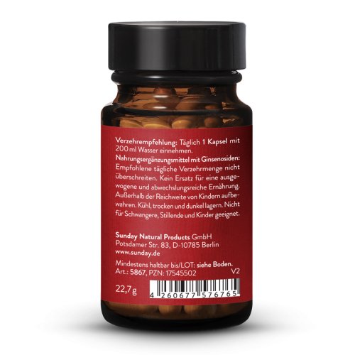 Sunday Natural Products  Roter Ginseng Extrakt 19,5%