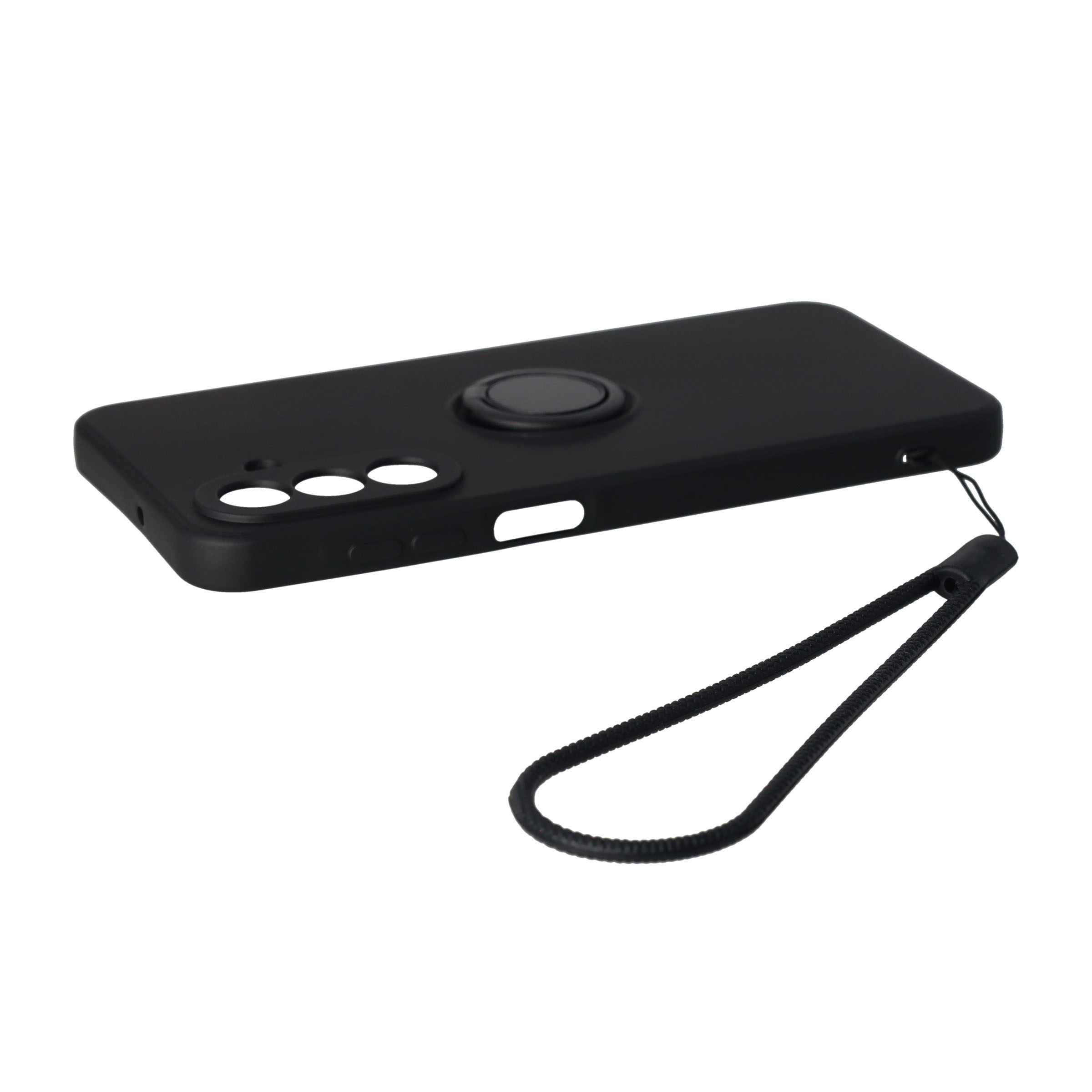Samsung Galaxy A17 Silikon Case Hülle mit Kameraschutz   Kickstand Haltering - Schwarz