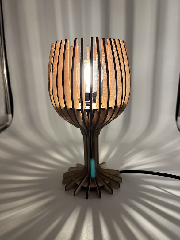 (23.5x12cm) E14 Holz Glühbirne Nachttisch Lampe Home Deko Beleuchtung Geschenkidee (P0066) - Wein Glas