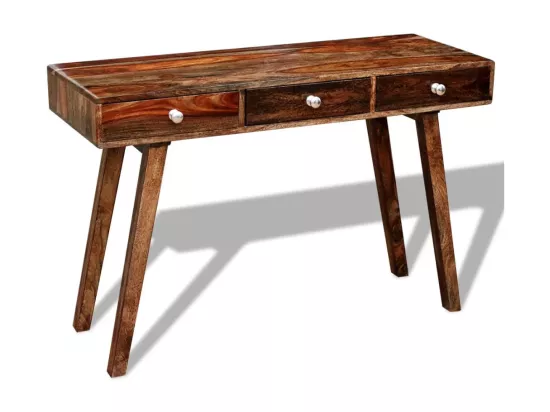 Table console avec 3 tiroirs 76 cm Bois massif