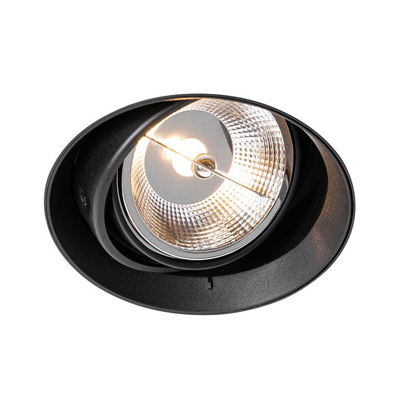 Moderne inbouwspot zwart GU10 AR111 rond trimless - Oneon