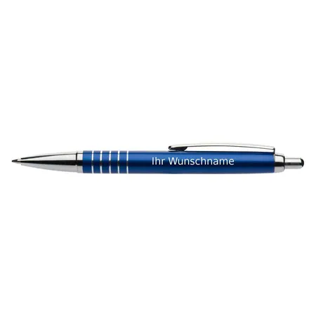 Macma Kugelschreiber aus Aluminium mit 5 Zierringen, blau, 5 Stück
