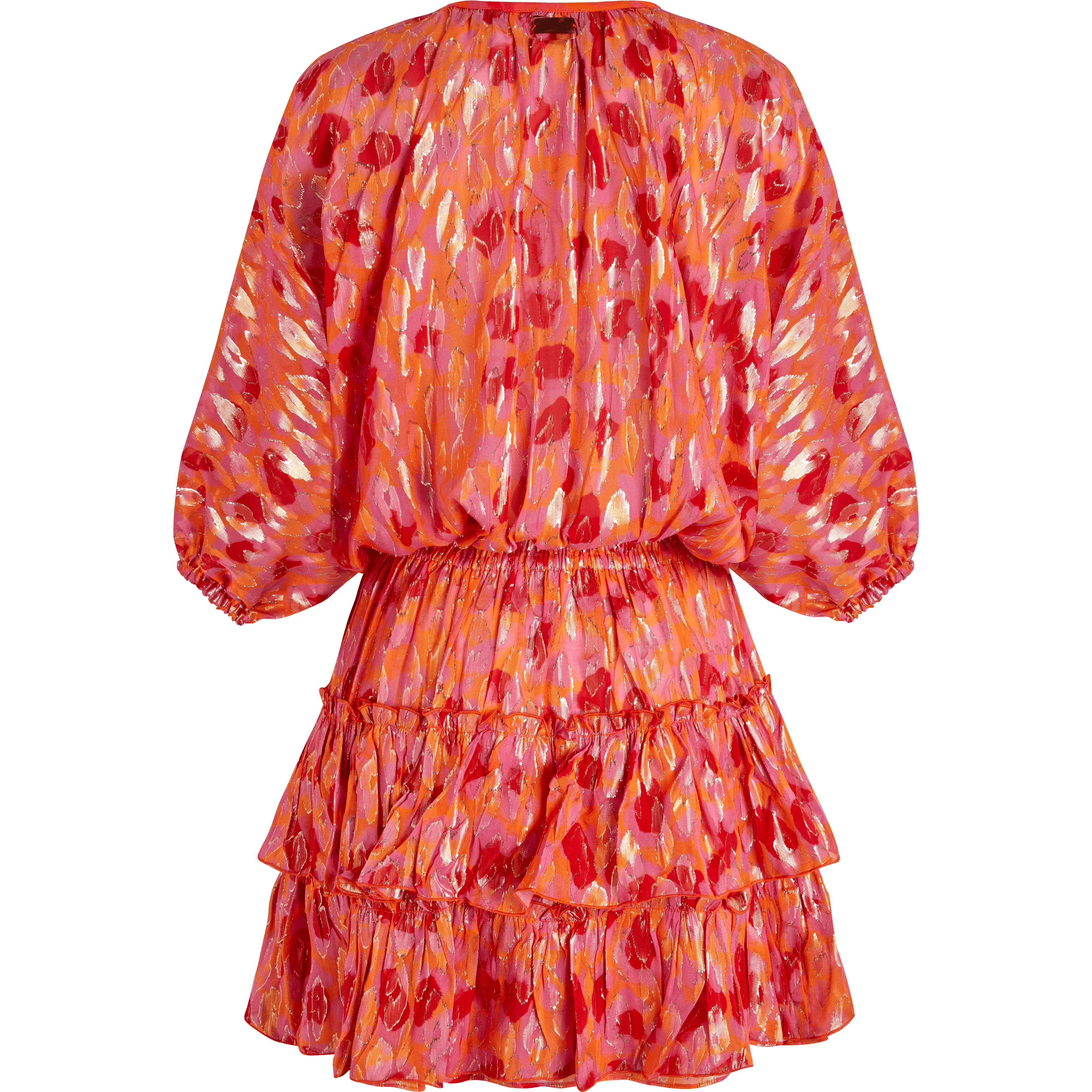 Robe Courte à Volants en Soie Femme New Leopard